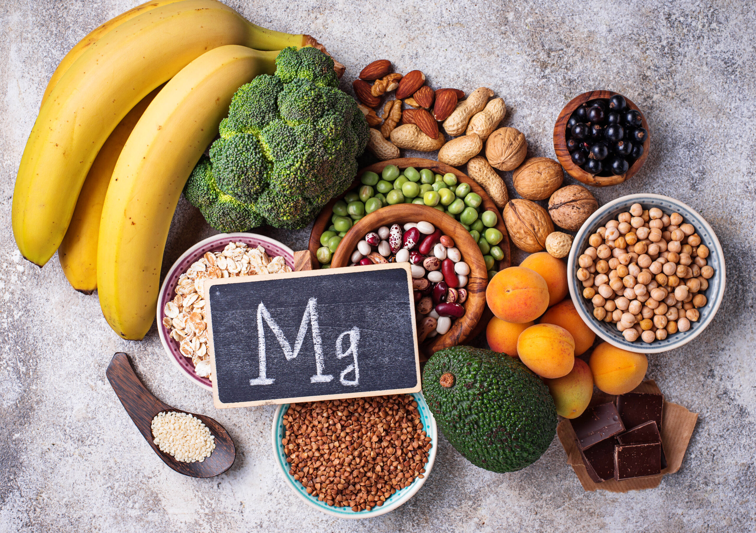 Assortment of food containing magnesium