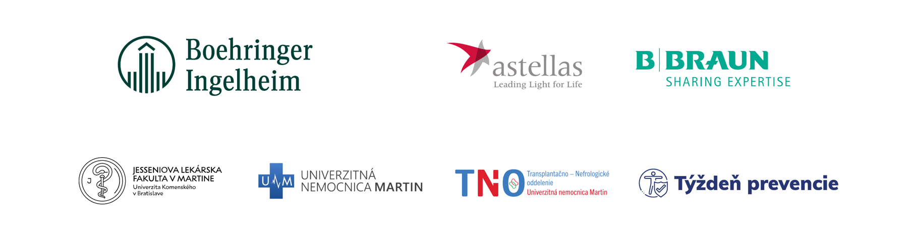 Logá partnerov: Boehringer Ingelheim, Astellas, B. Braun, Jesseniova lekárska fakulta UK v Martine, Univerzitná nemocnica Martin, Transplantačno-nefrologické oddelenie a Týždeň prevencie